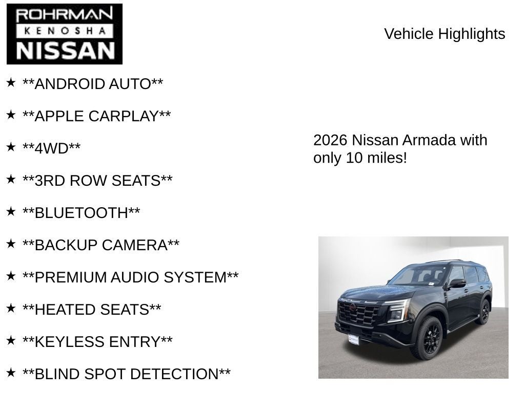 2026 Nissan Armada PRO-4X Captain's Chair Seat Package