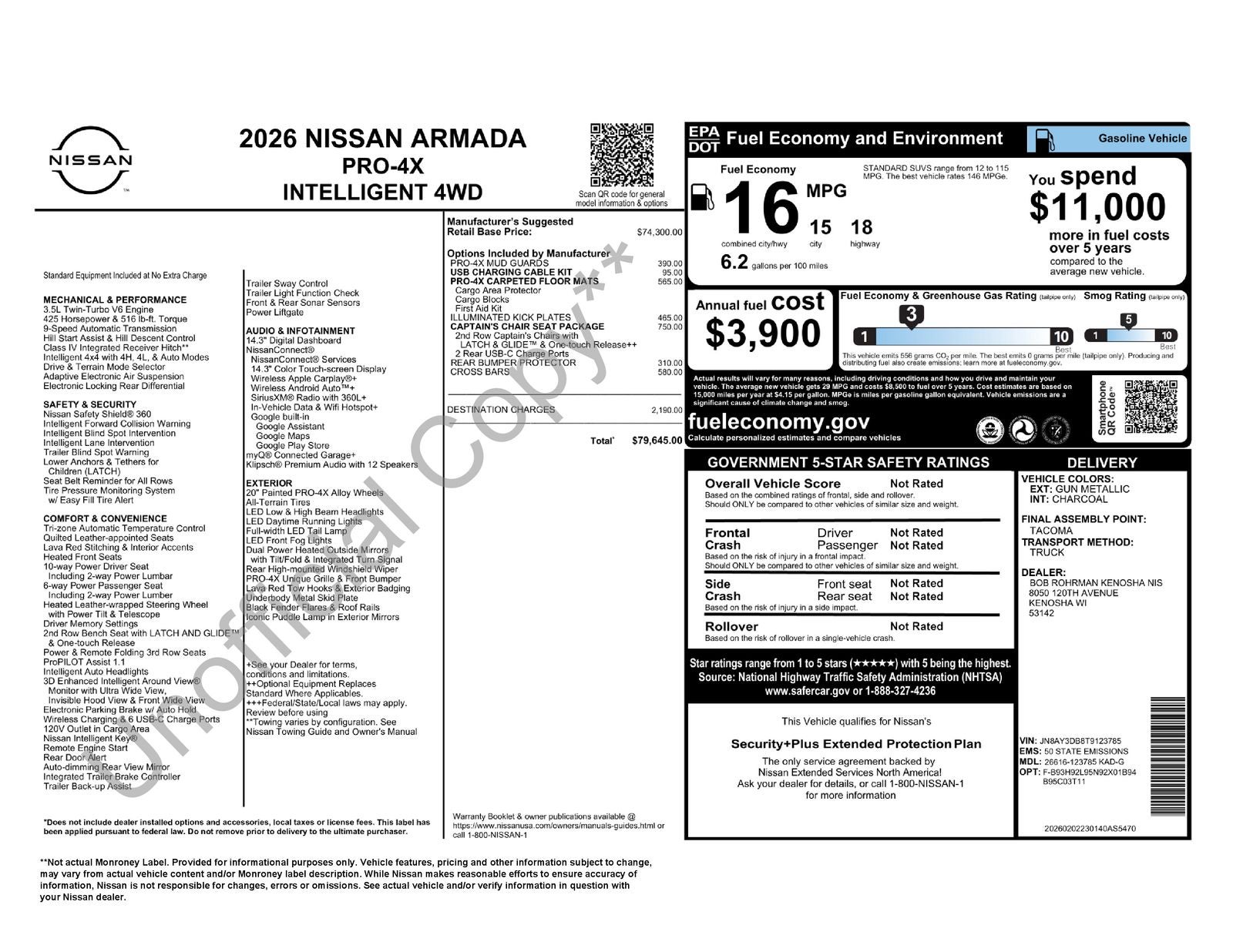 2026 Nissan Armada PRO-4X Captain's Chair Seat Package