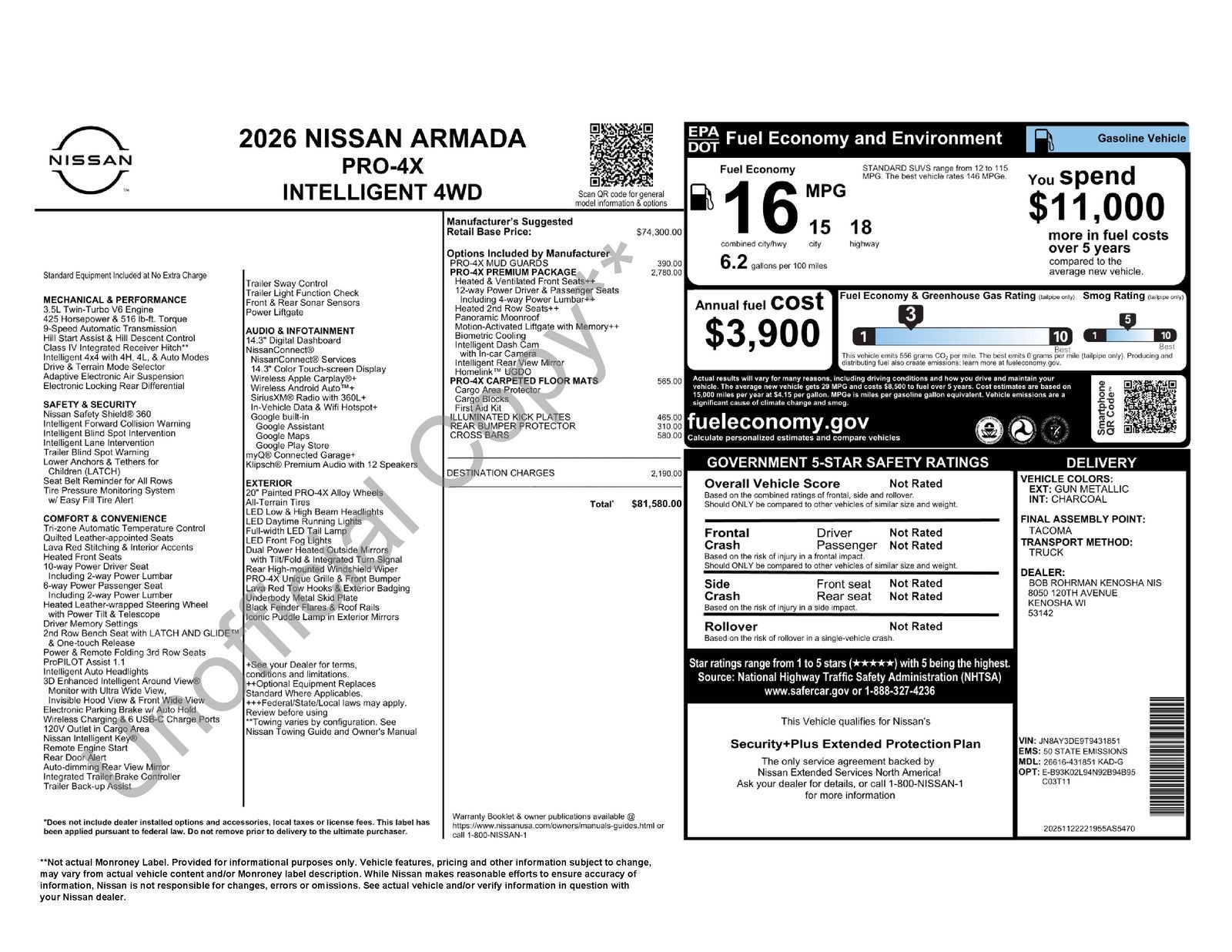 2026 Nissan Armada PRO-4X Premium Package