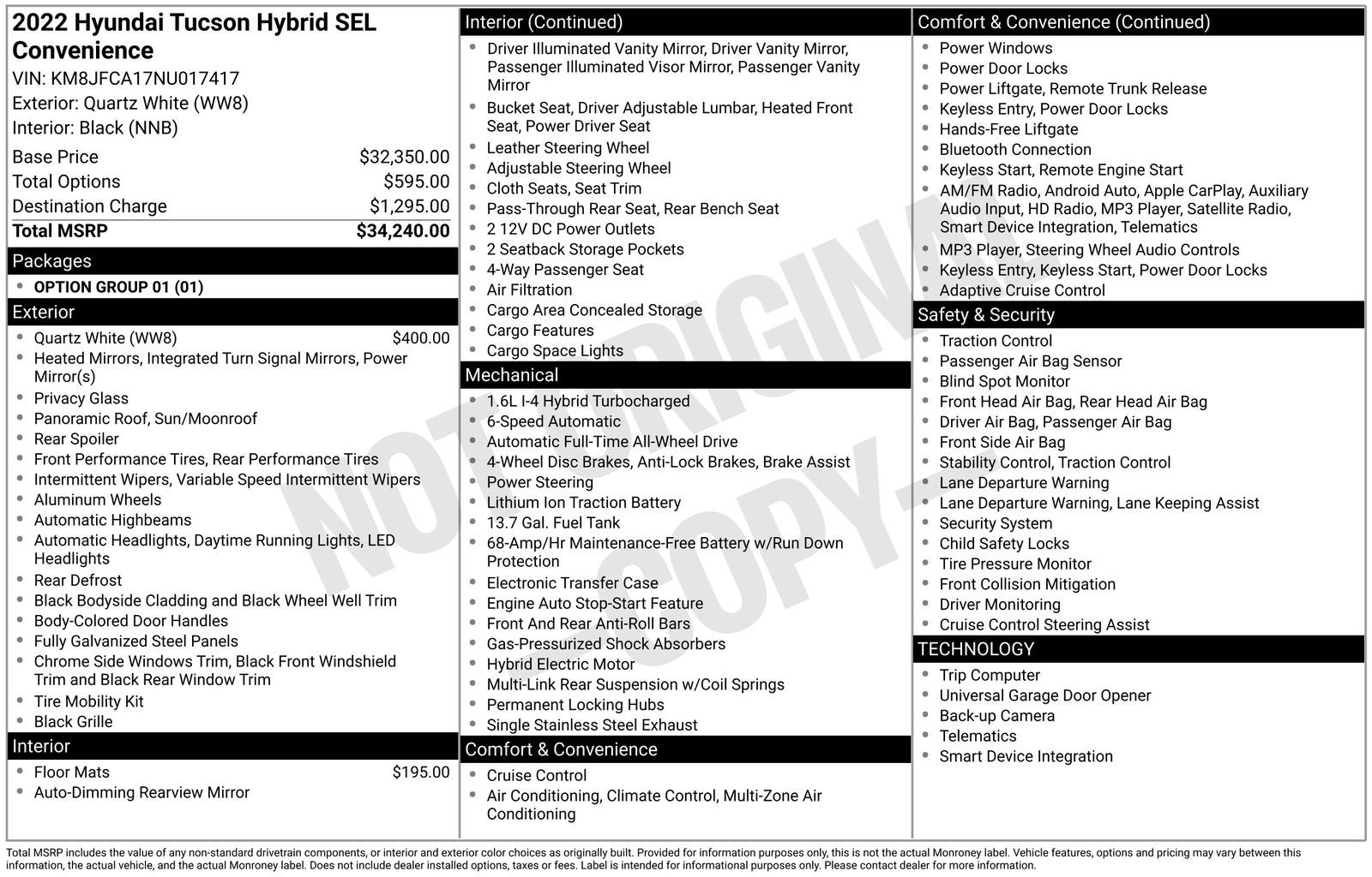 2022 Hyundai Tucson Hybrid SEL Convenience