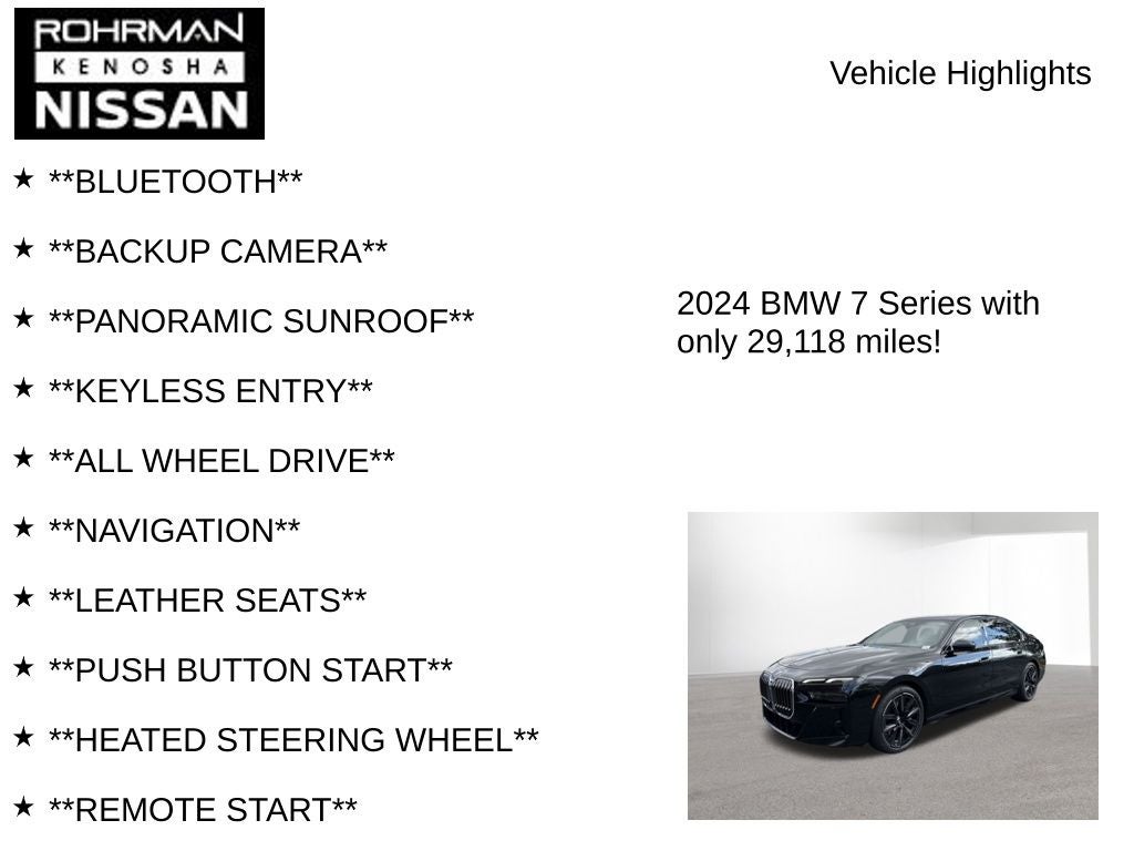 2024 BMW 7 Series 760i xDrive Premium Package M Aero